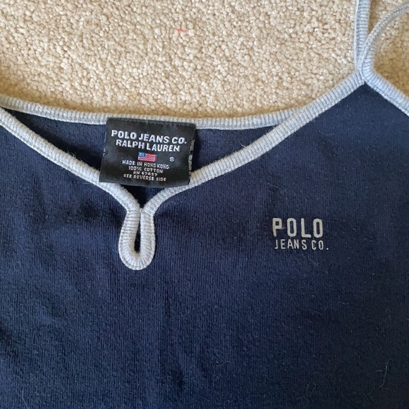 Polo Ralph Lauren navy and grey cropped tank S - Picture 3 of 8